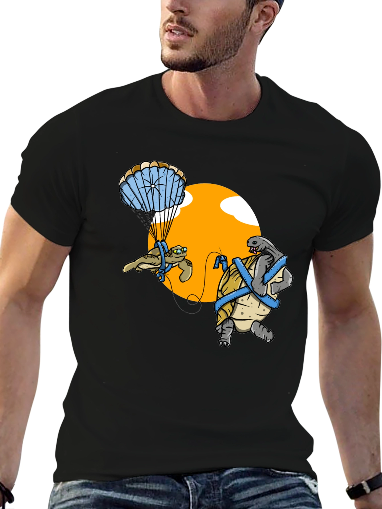 Turtle Parachute Fun Graphic T-Shirt