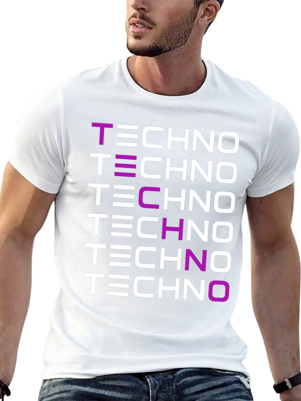 Techno Music Graphic Print Black T-Shirt