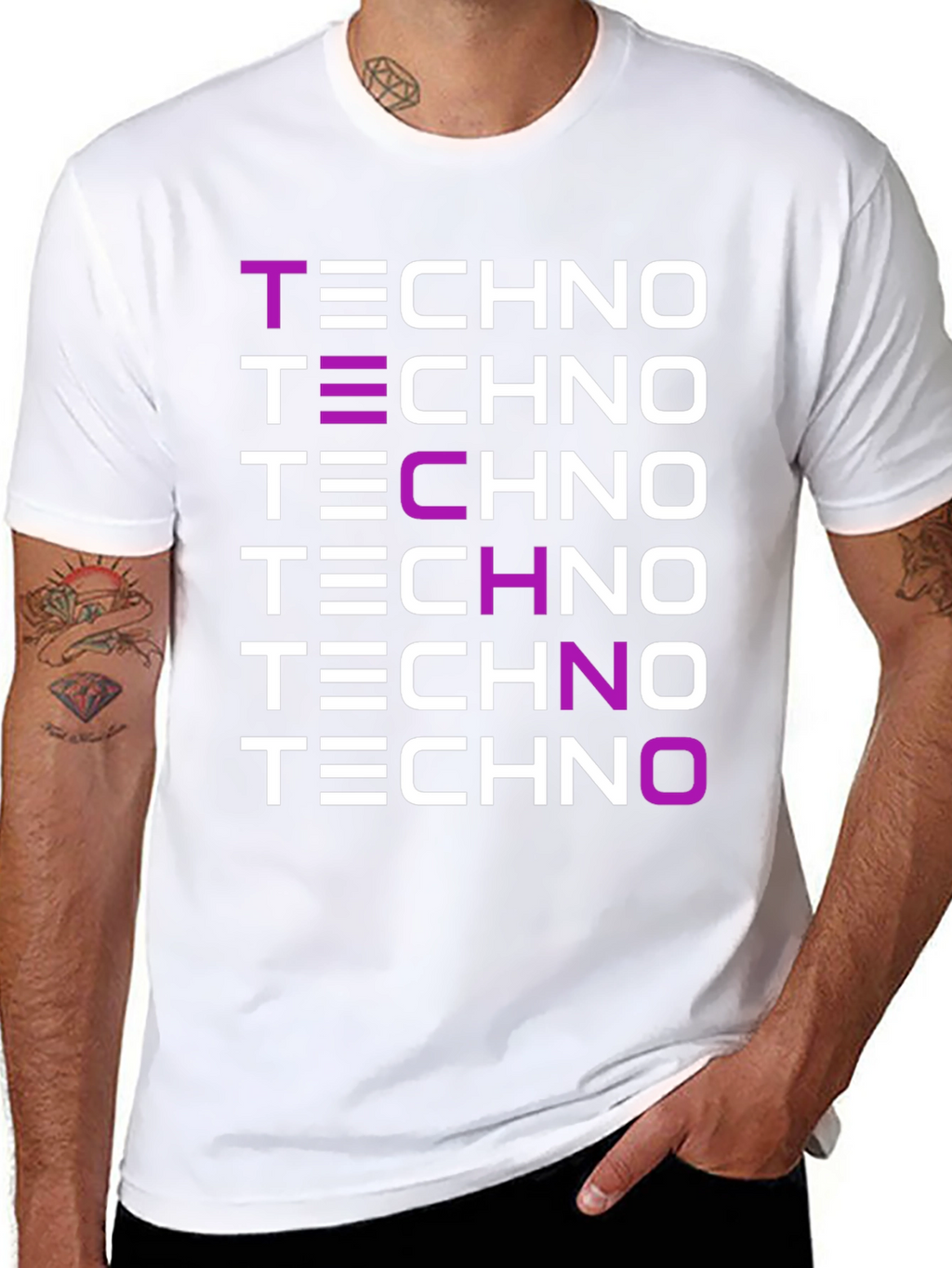 Techno Music Graphic Print Black T-Shirt