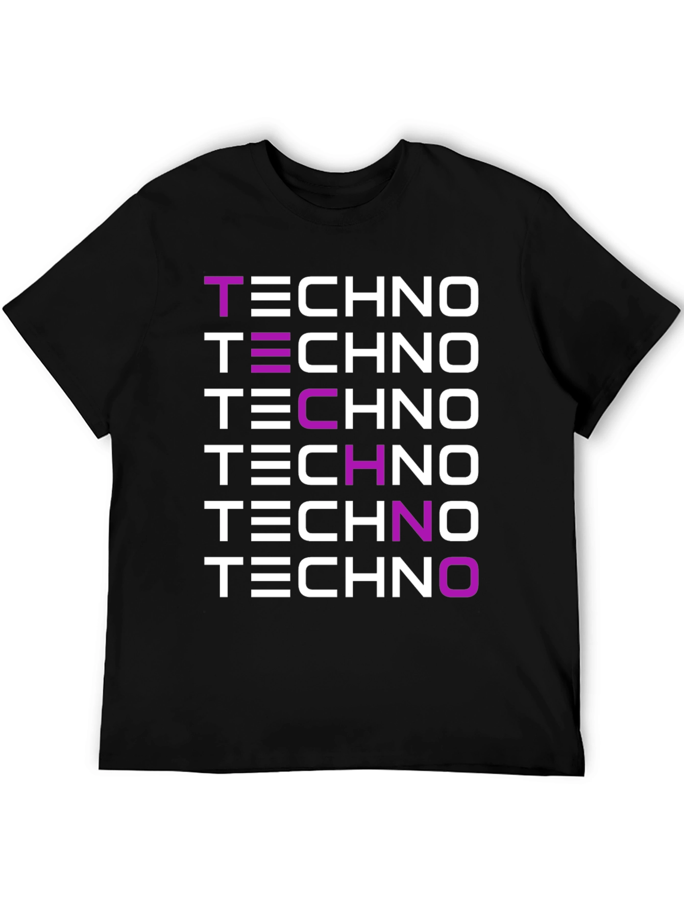 Techno Music Graphic Print Black T-Shirt