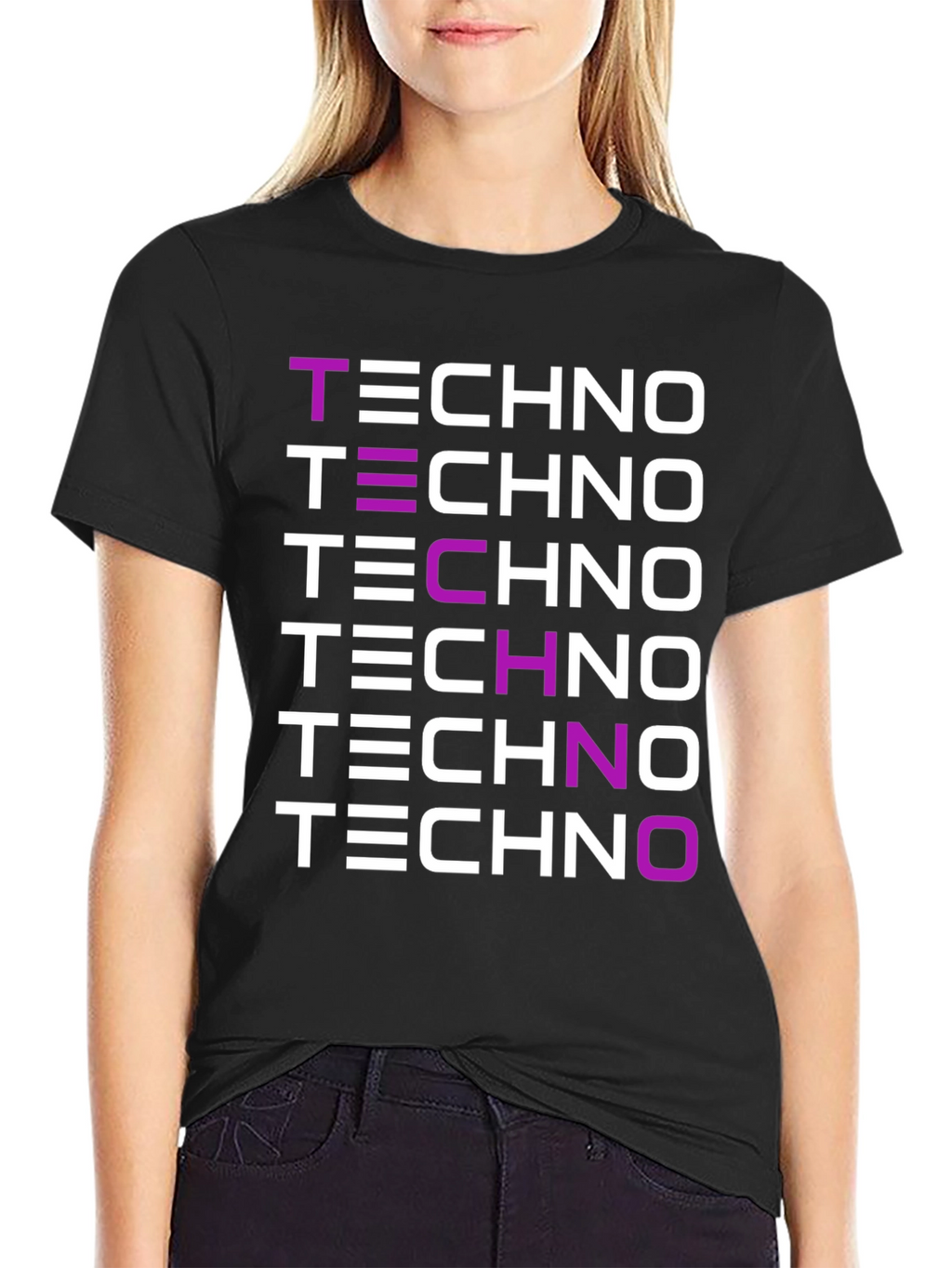 Techno Music Graphic Print Black T-Shirt
