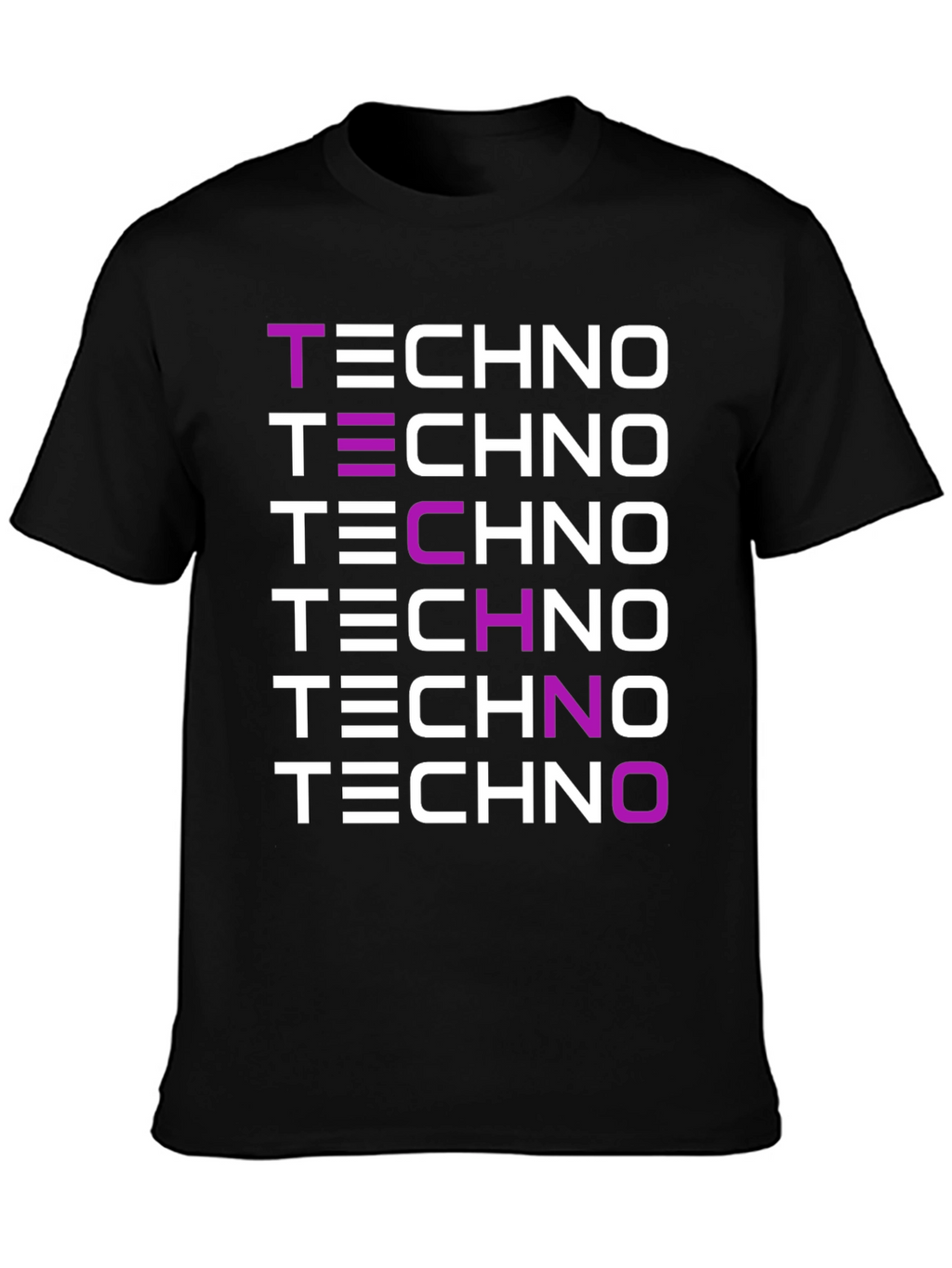 Techno Music Graphic Print Black T-Shirt
