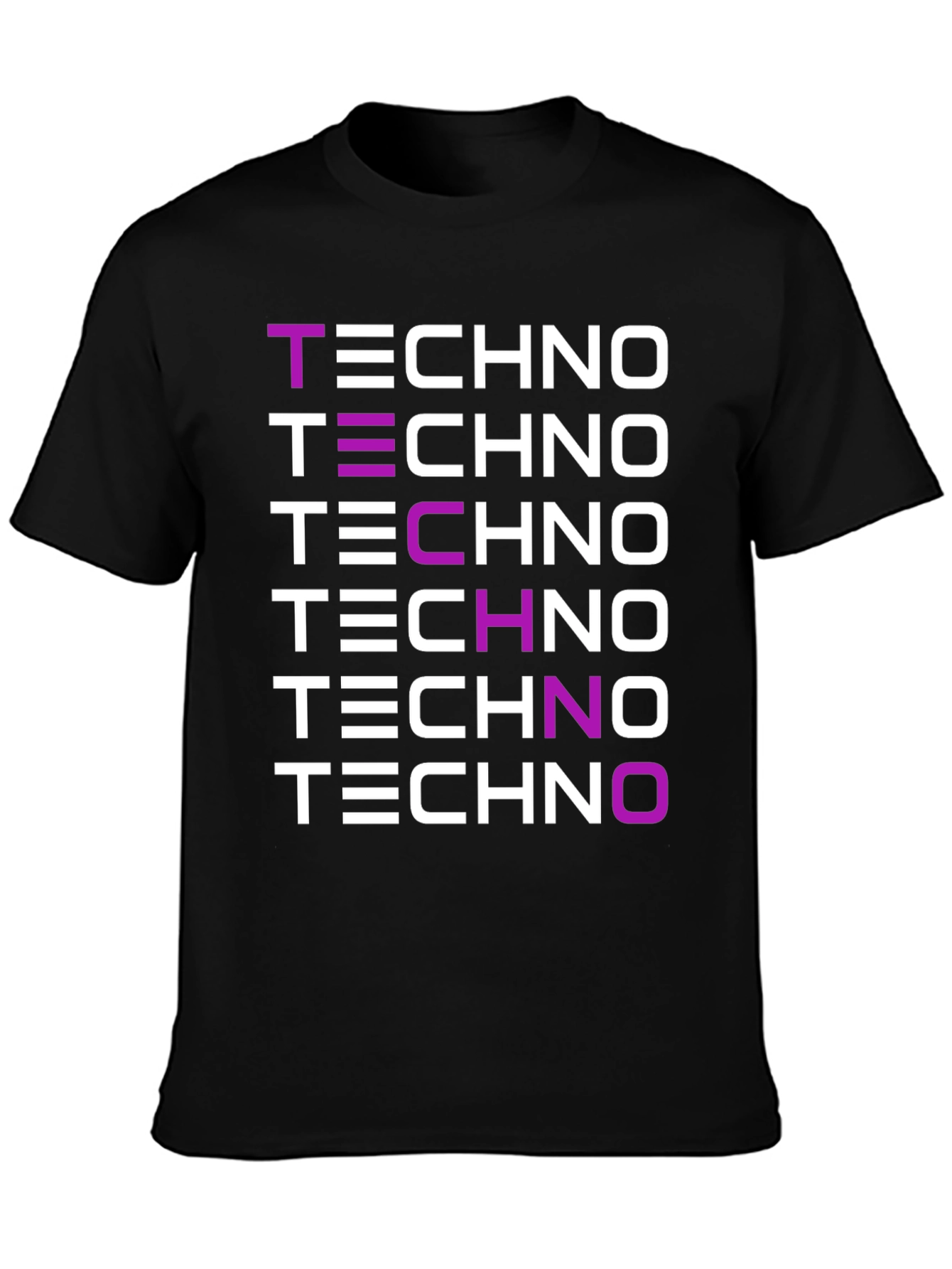Techno Music Graphic Print Black T-Shirt