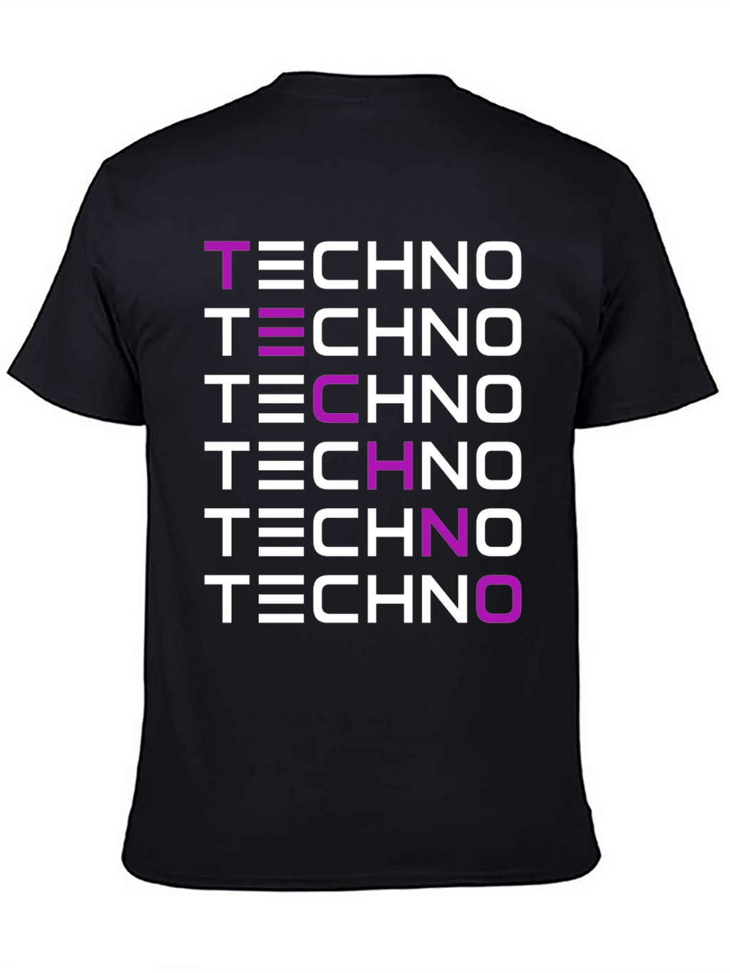 Techno Music Graphic Print Black T-Shirt