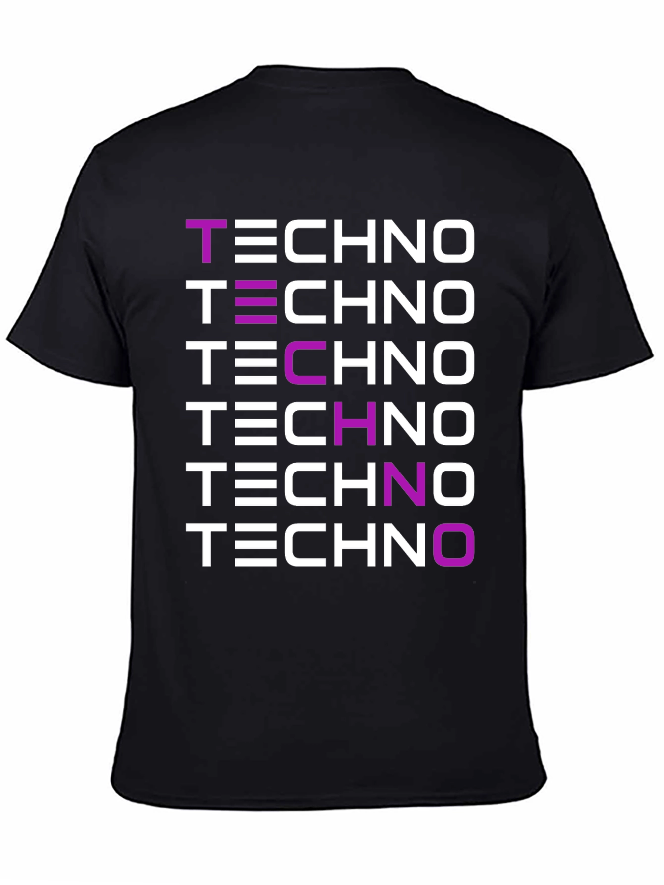 Techno Music Graphic Print Black T-Shirt