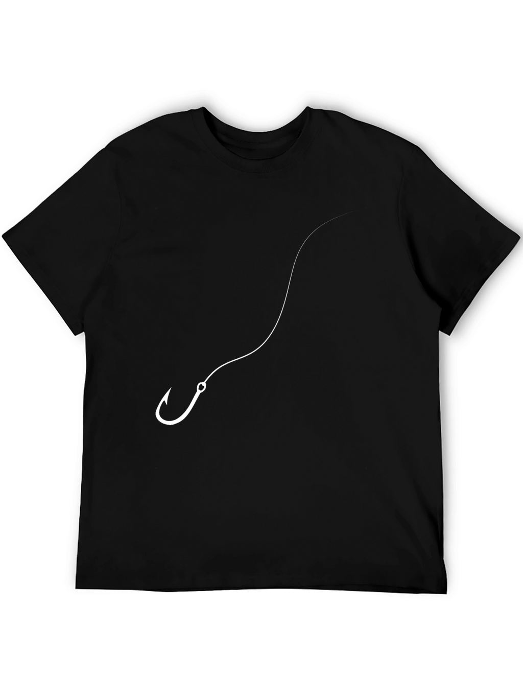 Fishing Hook Graphic Tee - Black Cotton Comfort