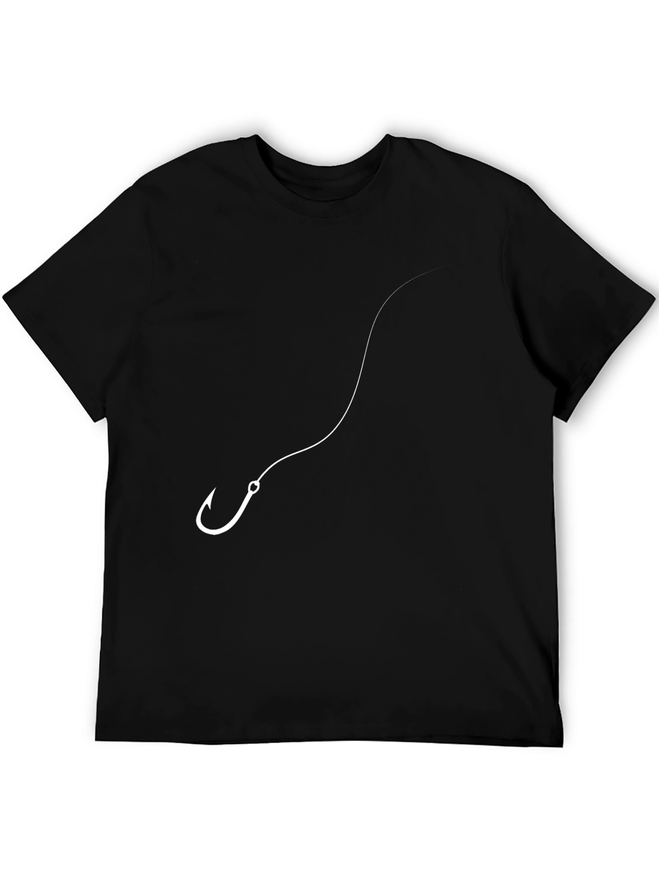 Fishing Hook Graphic Tee - Black Cotton Comfort