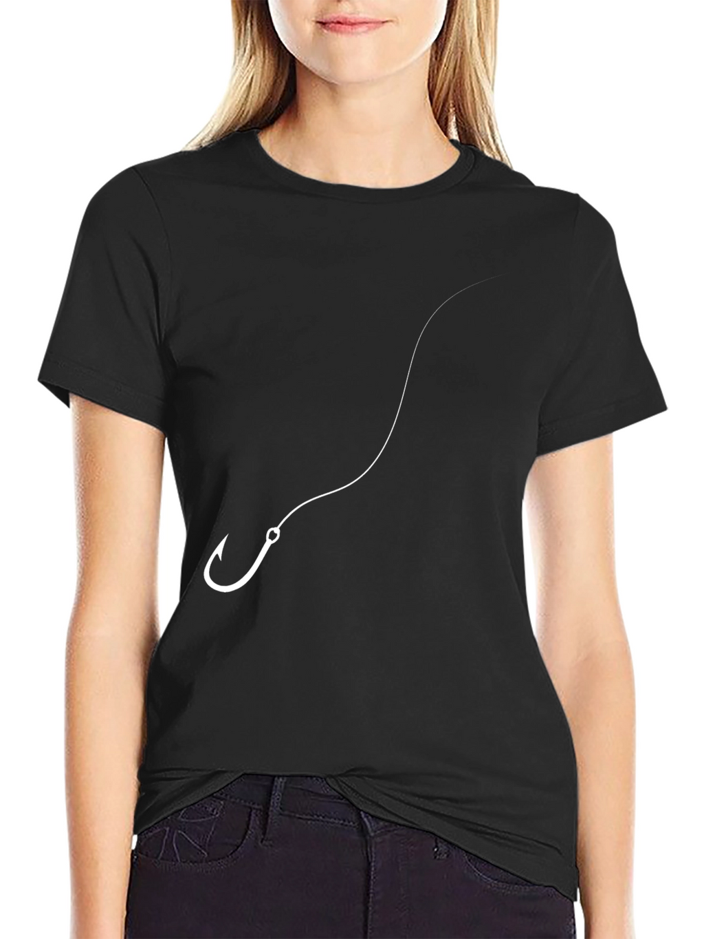 Fishing Hook Graphic Tee - Black Cotton Comfort
