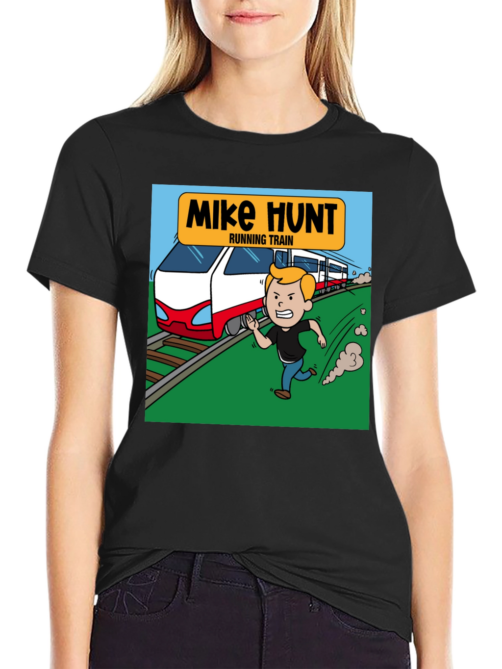 Mike Hunt Running Train Black T-Shirt