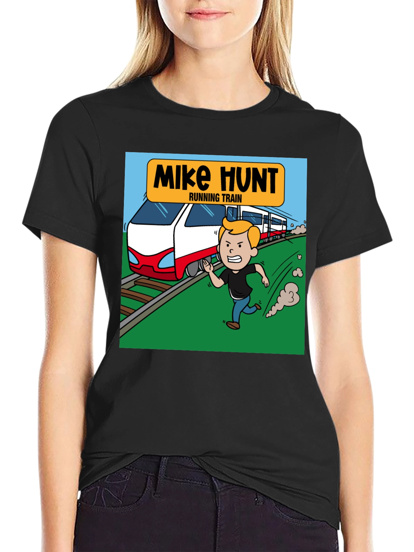 Mike Hunt Running Train Black T-Shirt