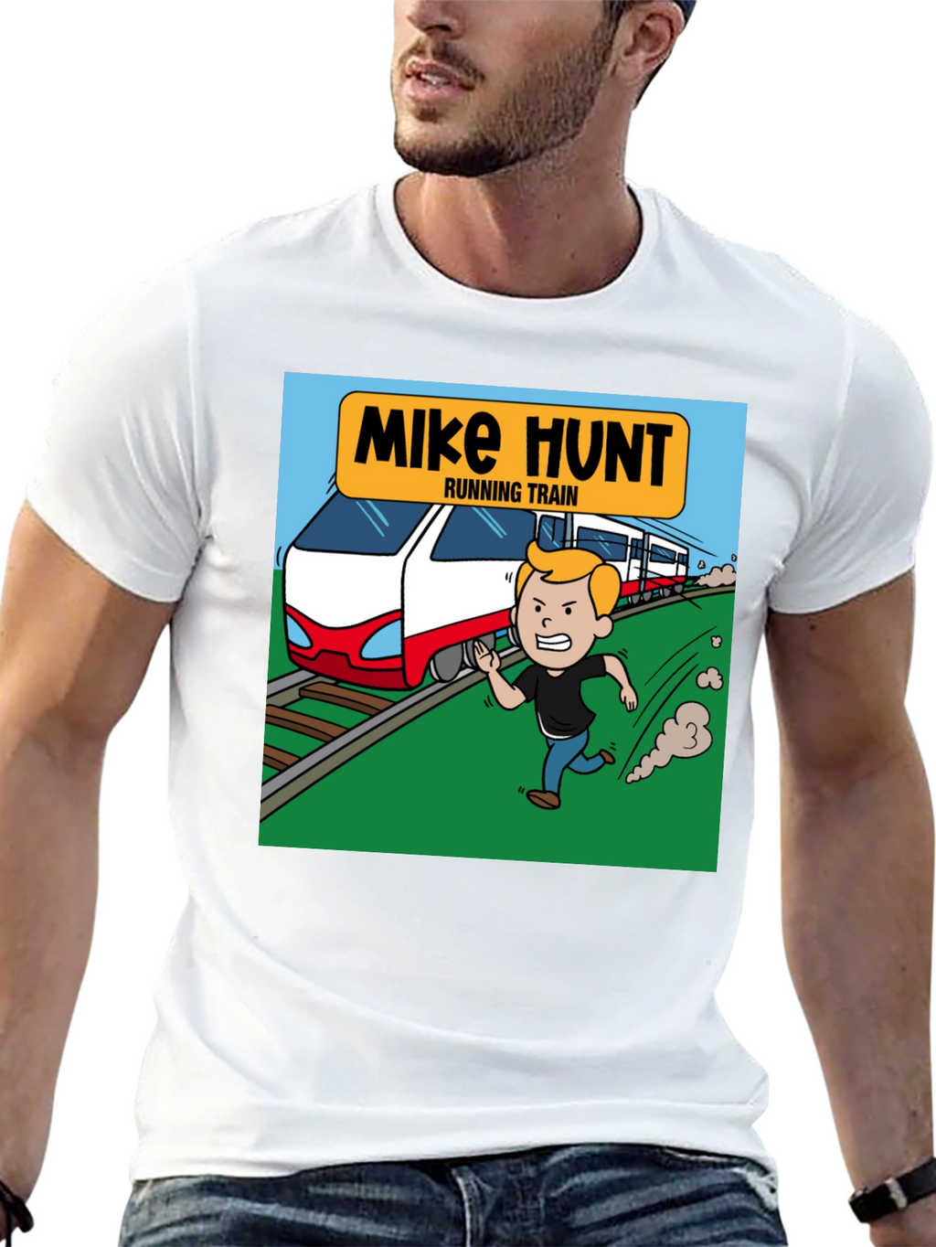 Mike Hunt Running Train Black T-Shirt