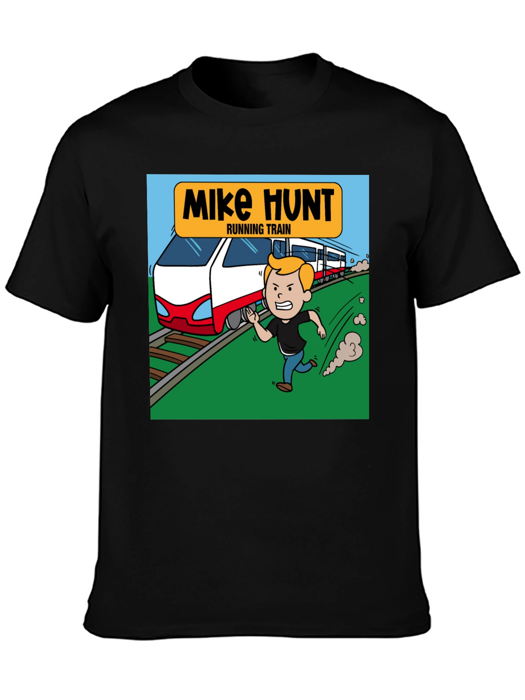 Mike Hunt Running Train Black T-Shirt