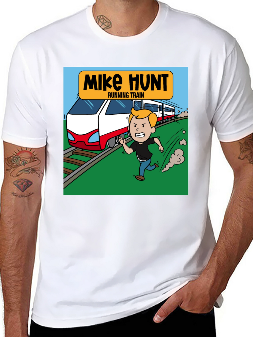 Mike Hunt Running Train Black T-Shirt