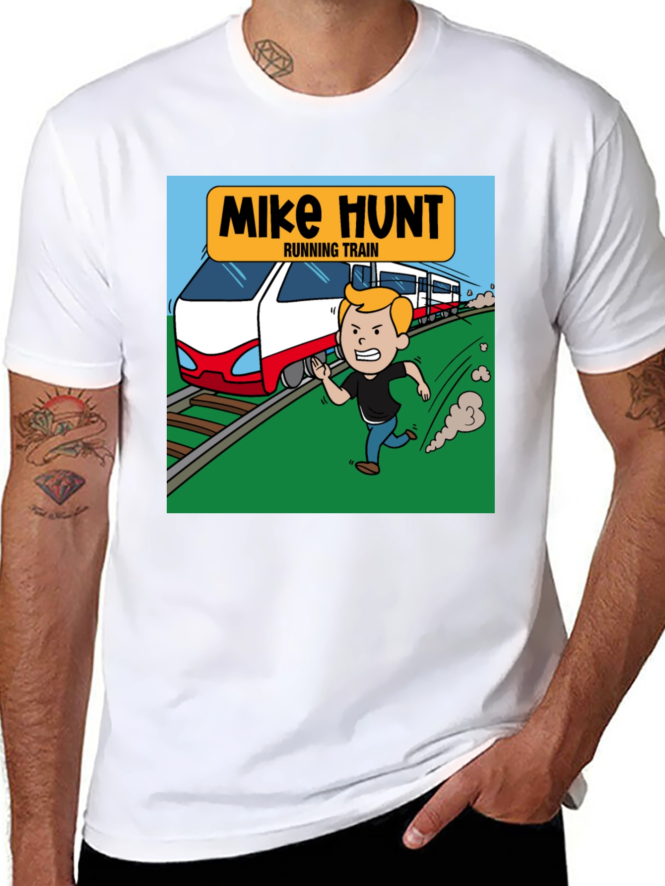 Mike Hunt Running Train Black T-Shirt