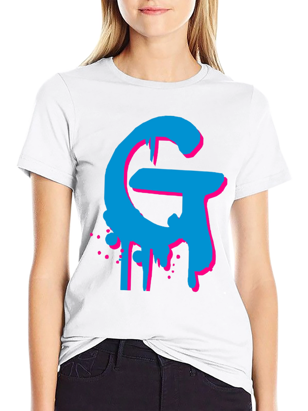 Bold Graphic Tee - Cyan and Magenta G Design