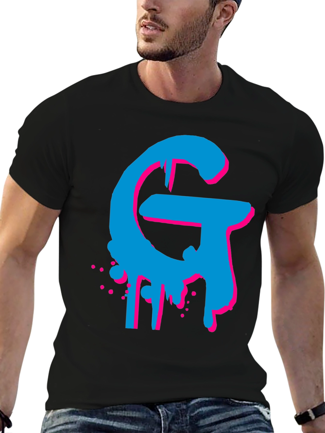 Bold Graphic Tee - Cyan and Magenta G Design