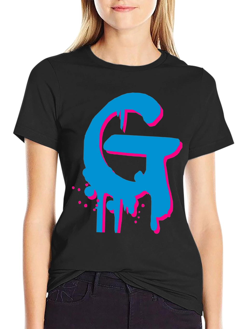 Bold Graphic Tee - Cyan and Magenta G Design