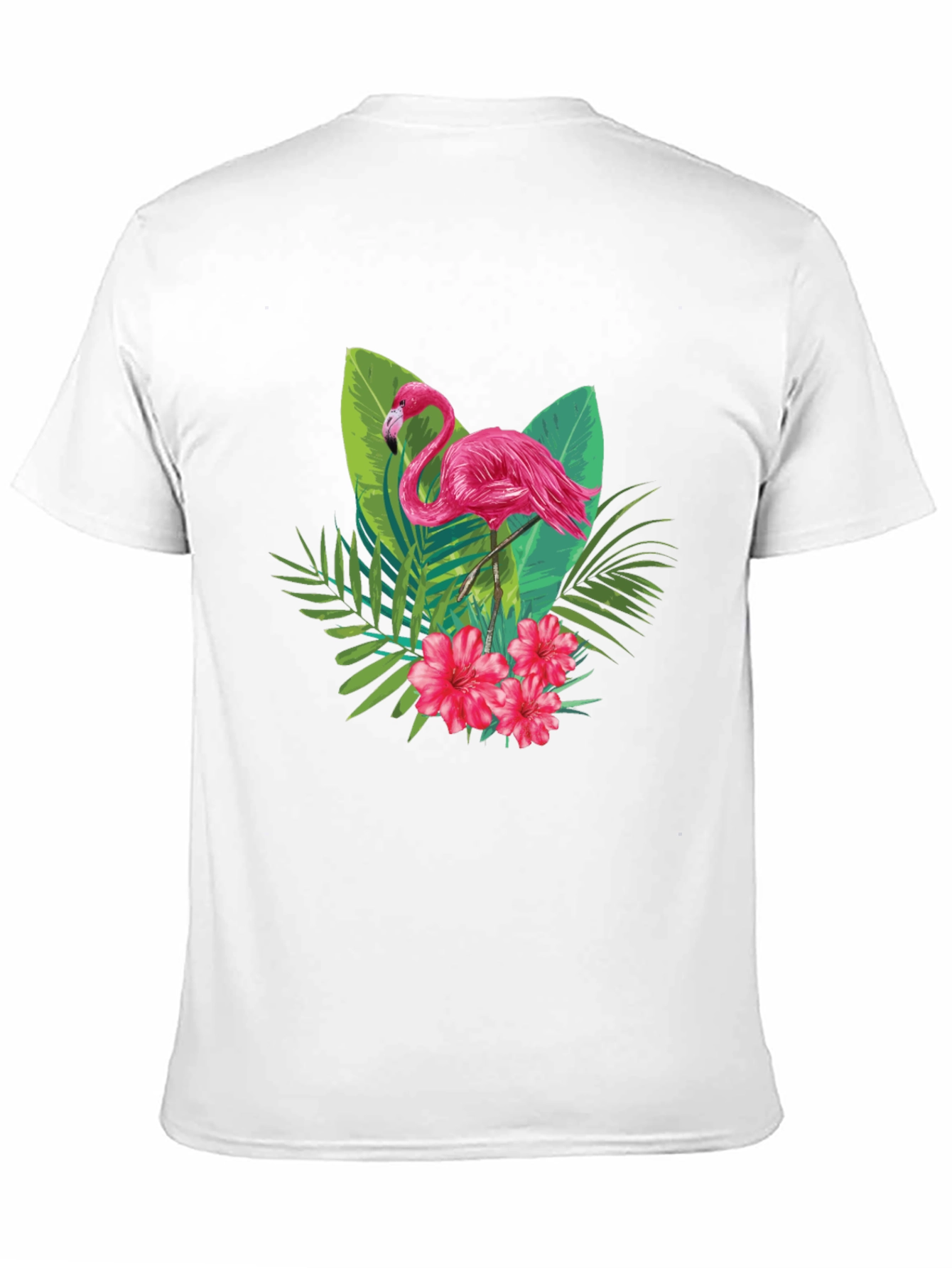 Tropical Flamingo Graphic Black T-Shirt