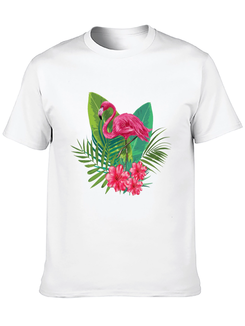 Tropical Flamingo Graphic Black T-Shirt