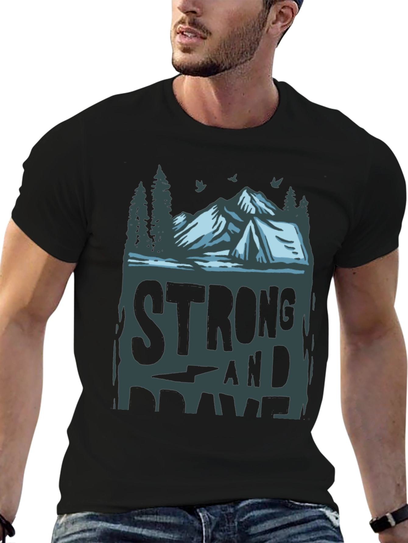 Strong & Brave Mountain Graphic Tee