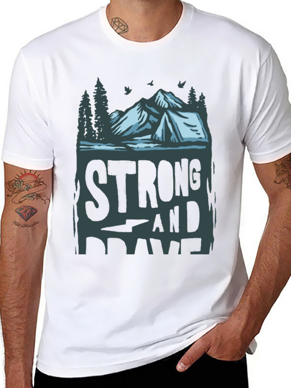 Strong & Brave Mountain Graphic Tee