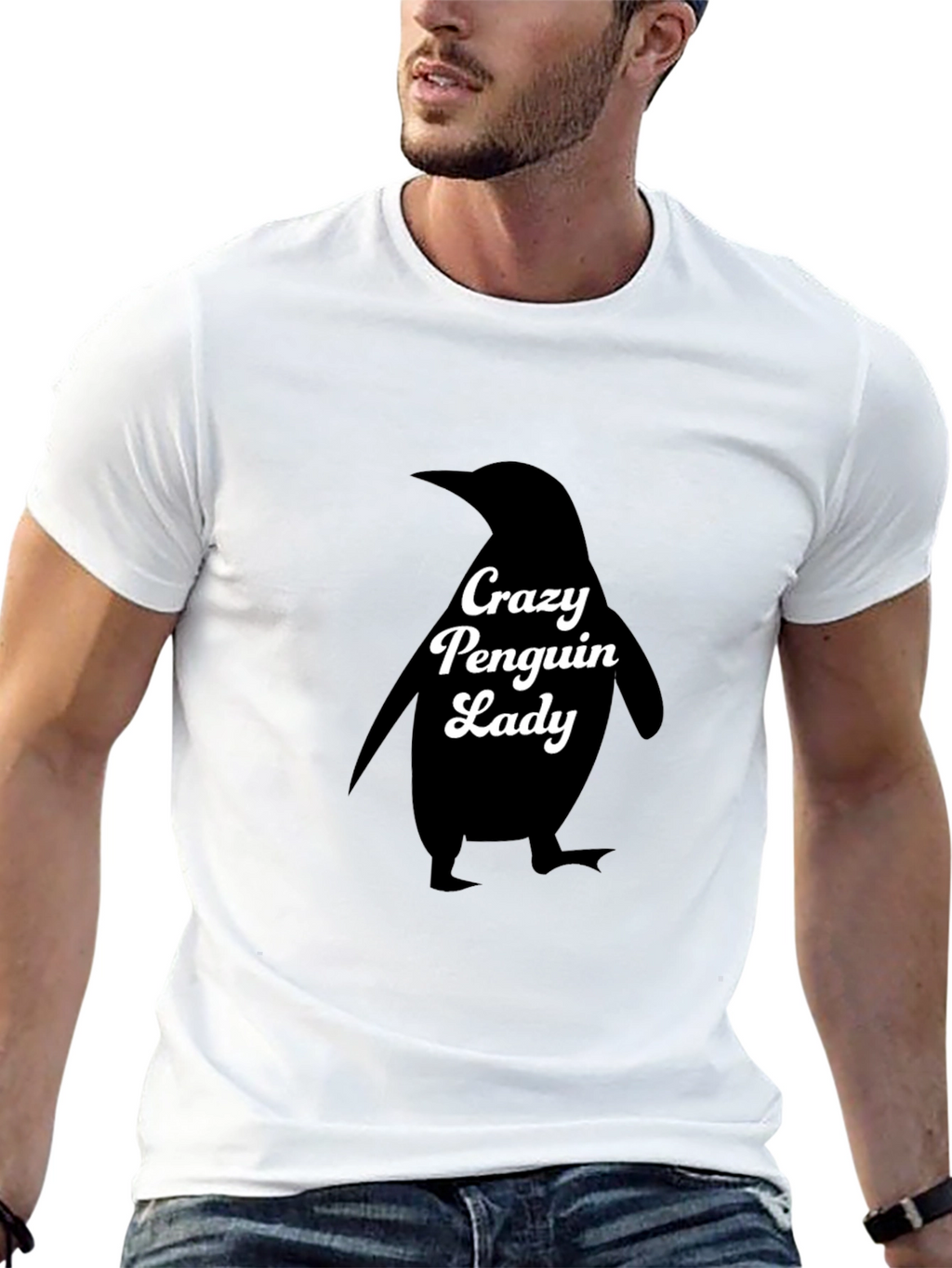 Crazy Penguin Lady Black T-Shirt