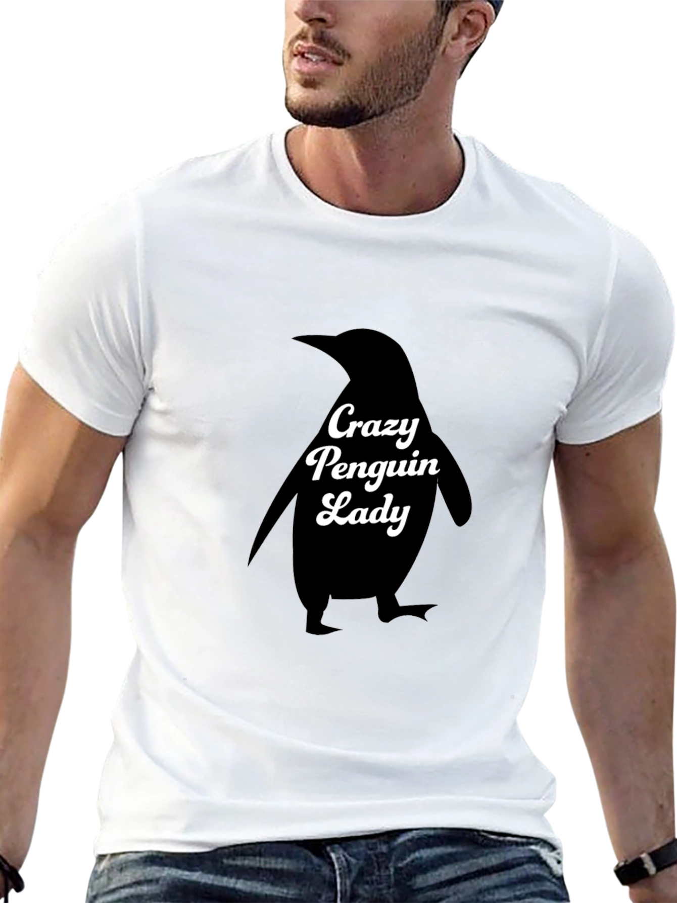 Crazy Penguin Lady Black T-Shirt