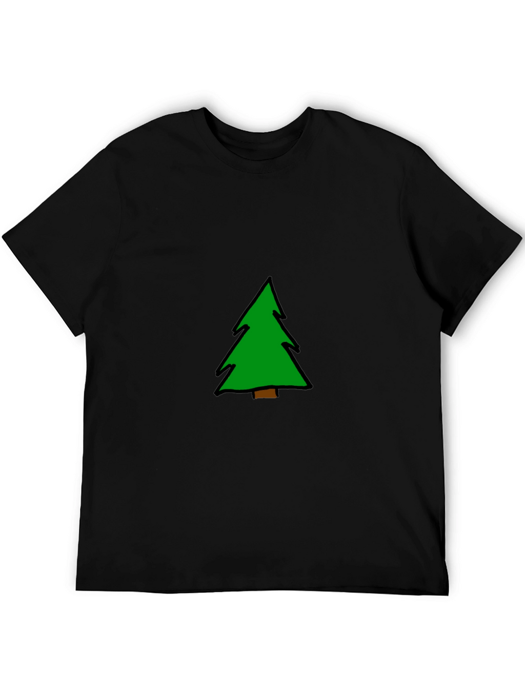 Christmas Tree Graphic Tee - Black Cotton Blend