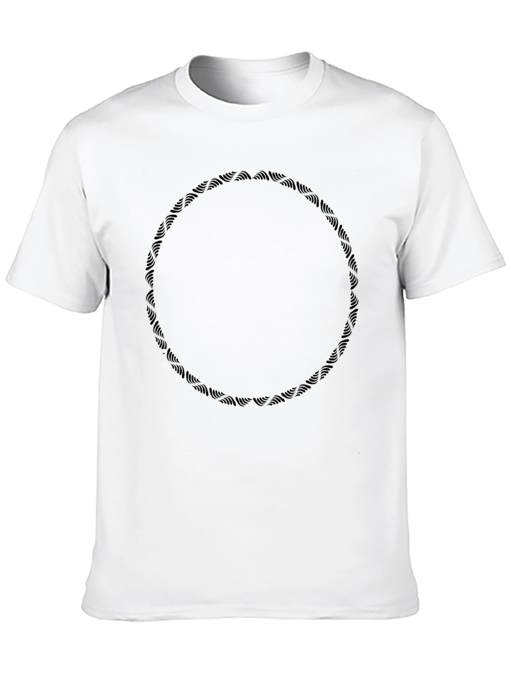 Black Graphic Tee with Circular Rope Design