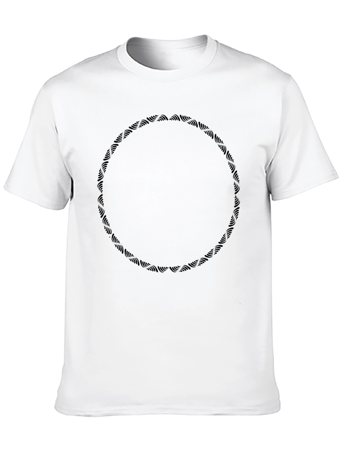 Black Graphic Tee with Circular Rope Design