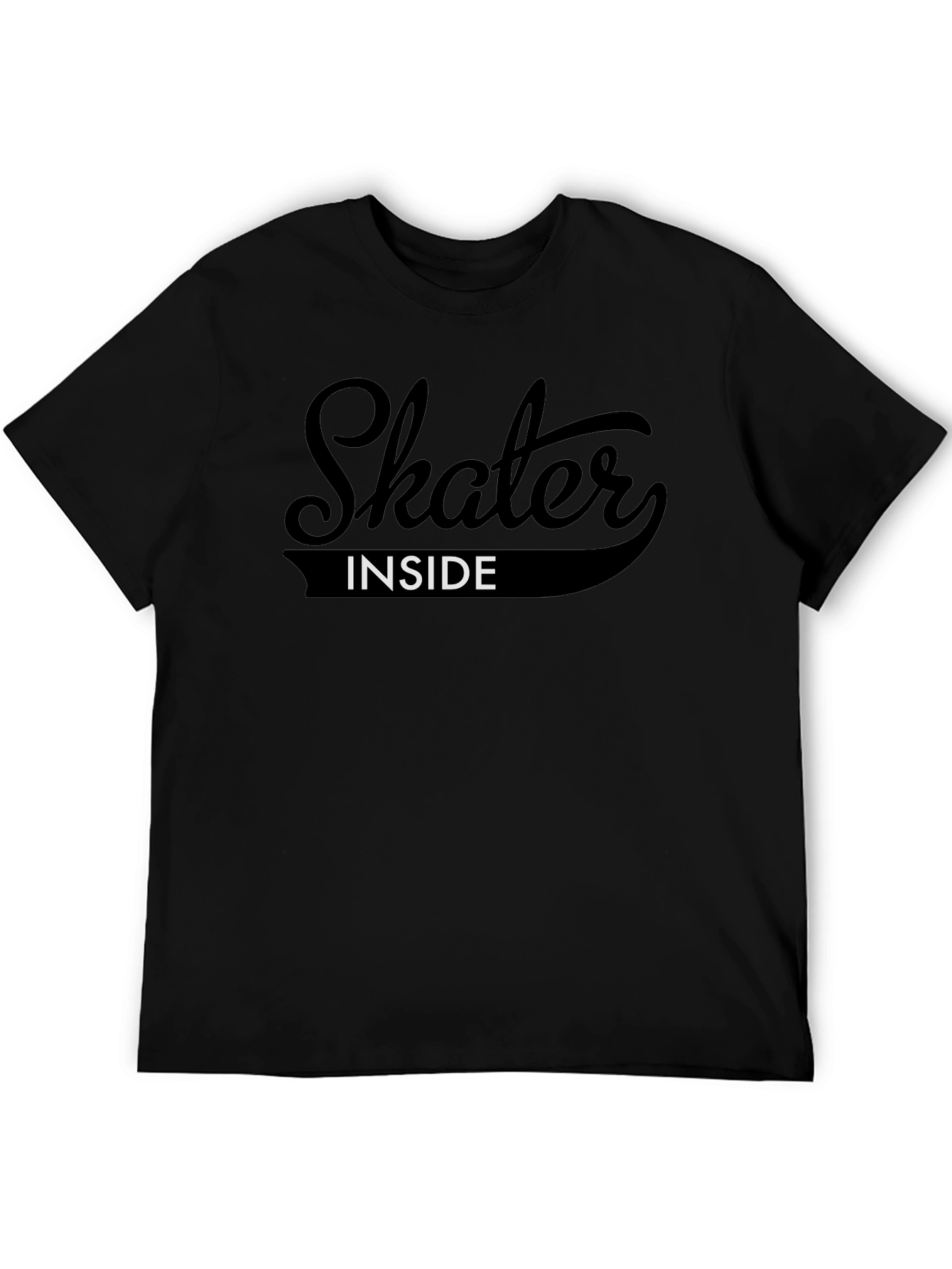 Skater Inside Graphic Tee - Black Cotton T-Shirt