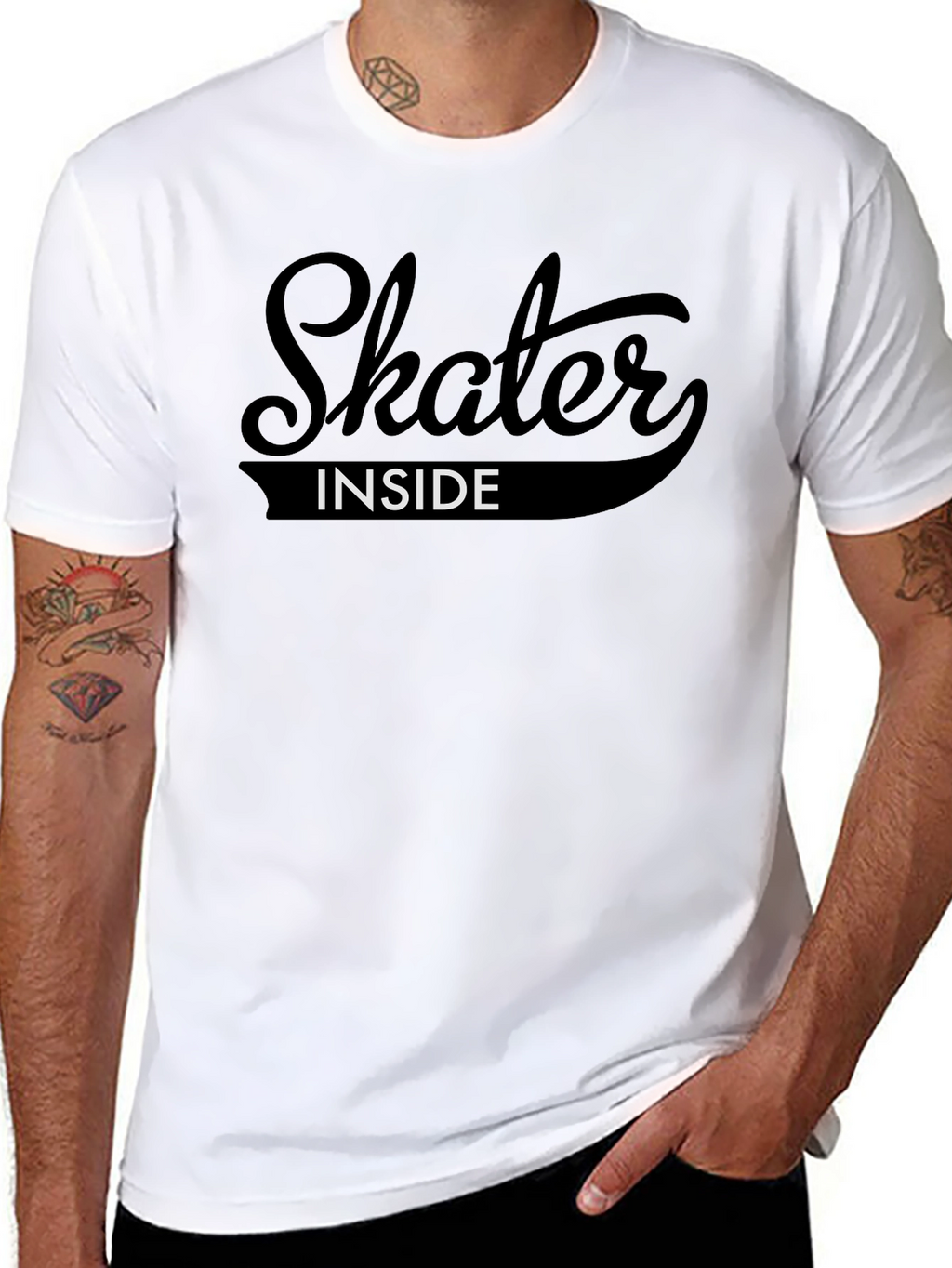 Skater Inside Graphic Tee - Black Cotton T-Shirt