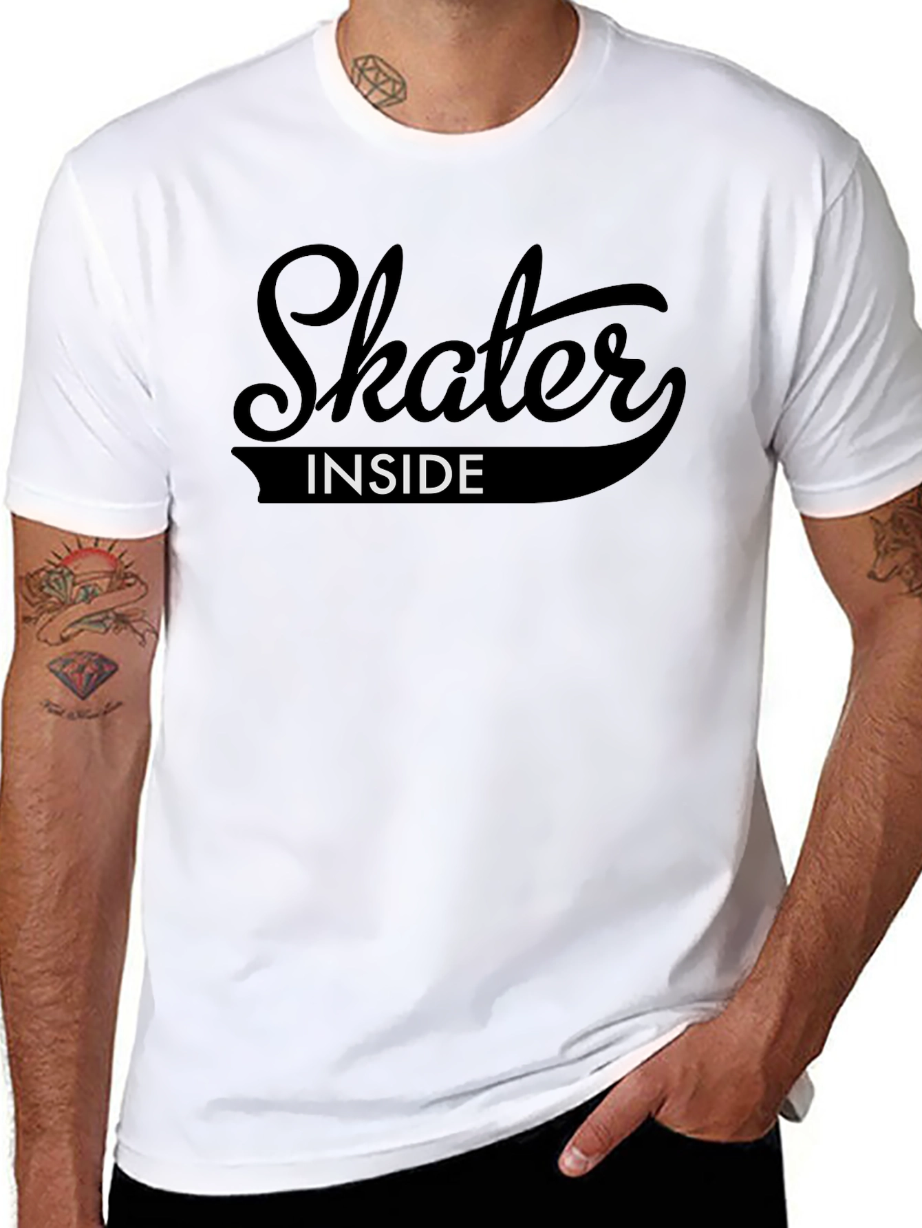 Skater Inside Graphic Tee - Black Cotton T-Shirt