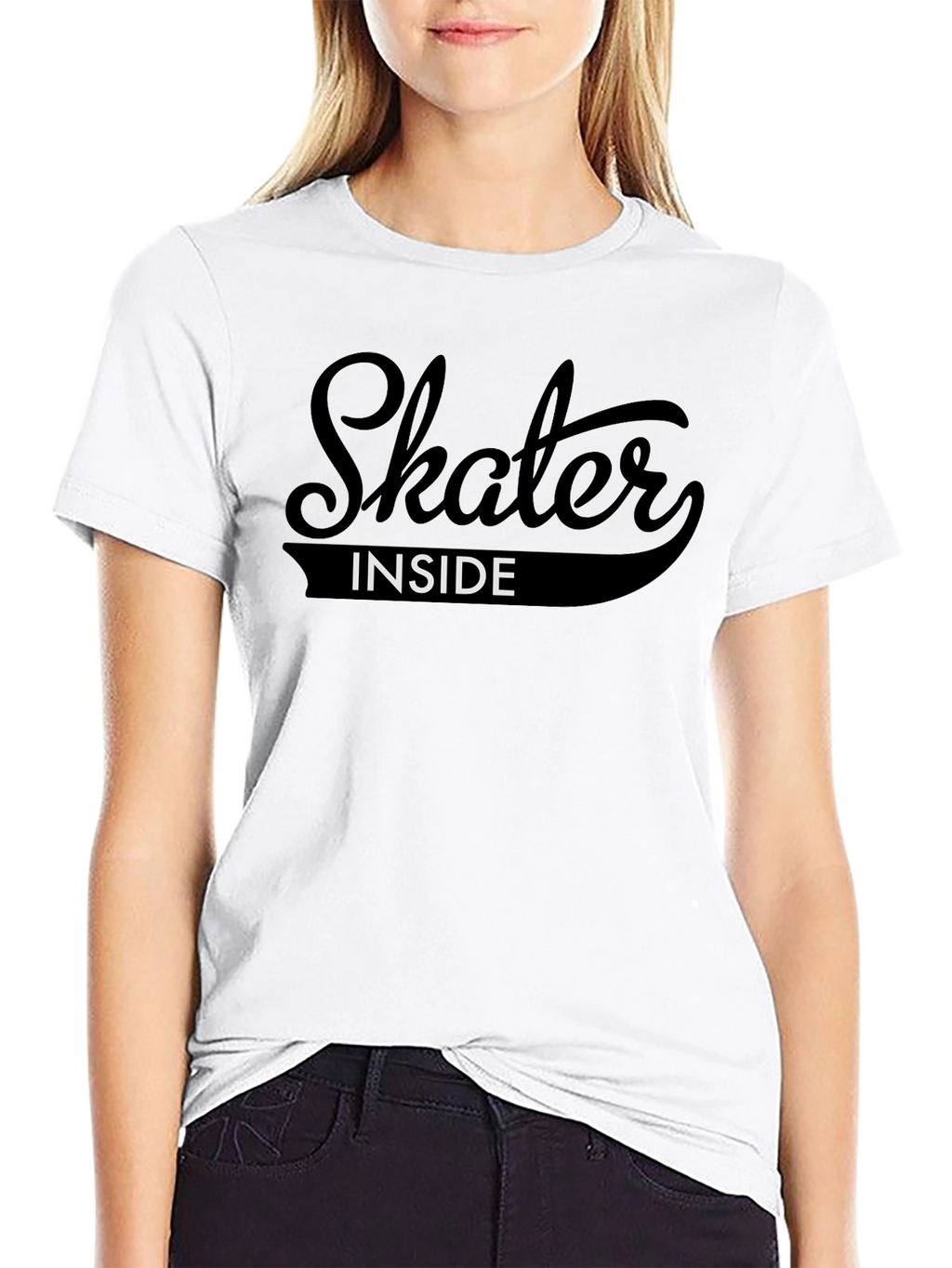 Skater Inside Graphic Tee - Black Cotton T-Shirt