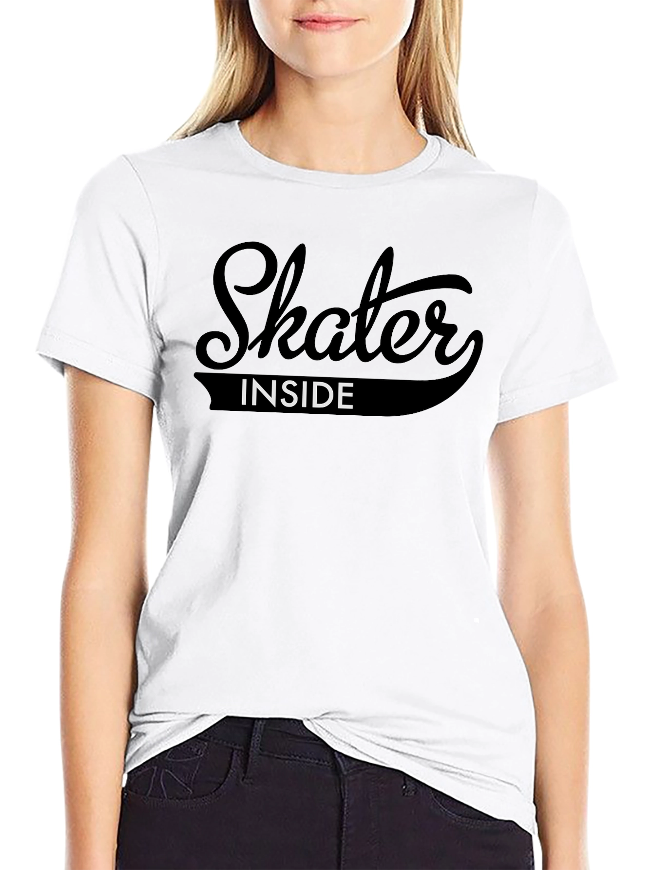 Skater Inside Graphic Tee - Black Cotton T-Shirt