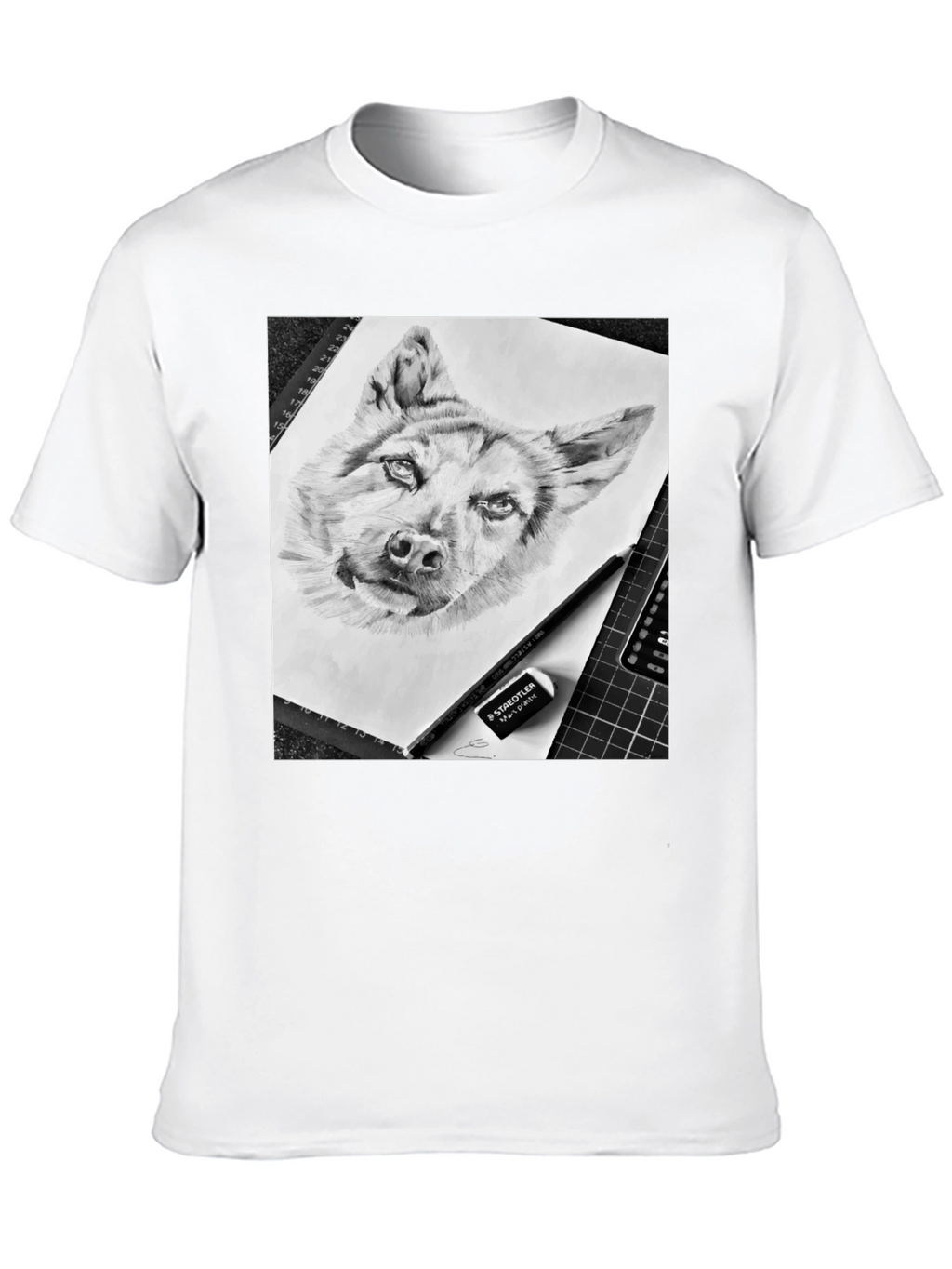 Dog Sketch Graphic Tee - Black Cotton Blend