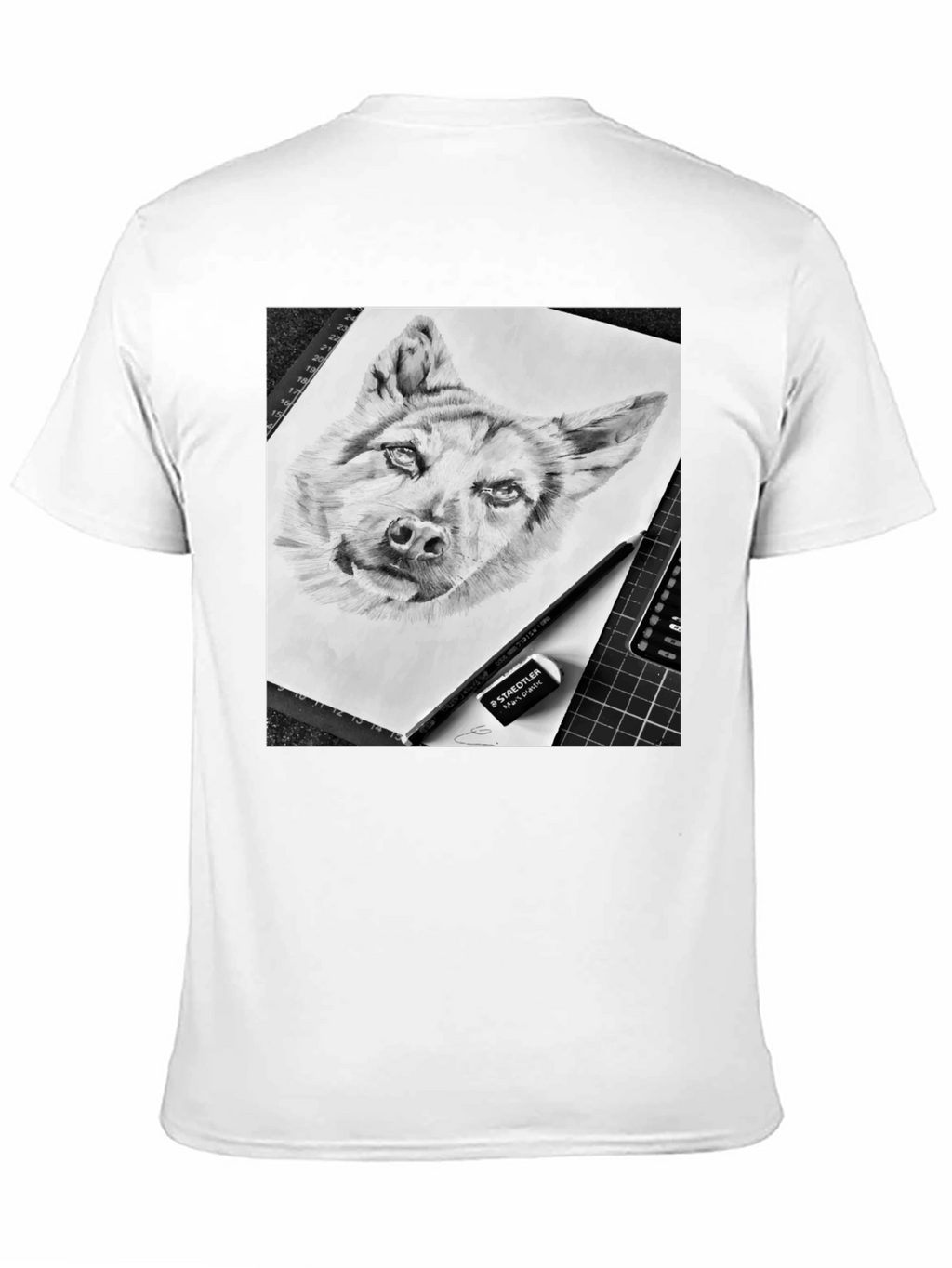 Dog Sketch Graphic Tee - Black Cotton Blend