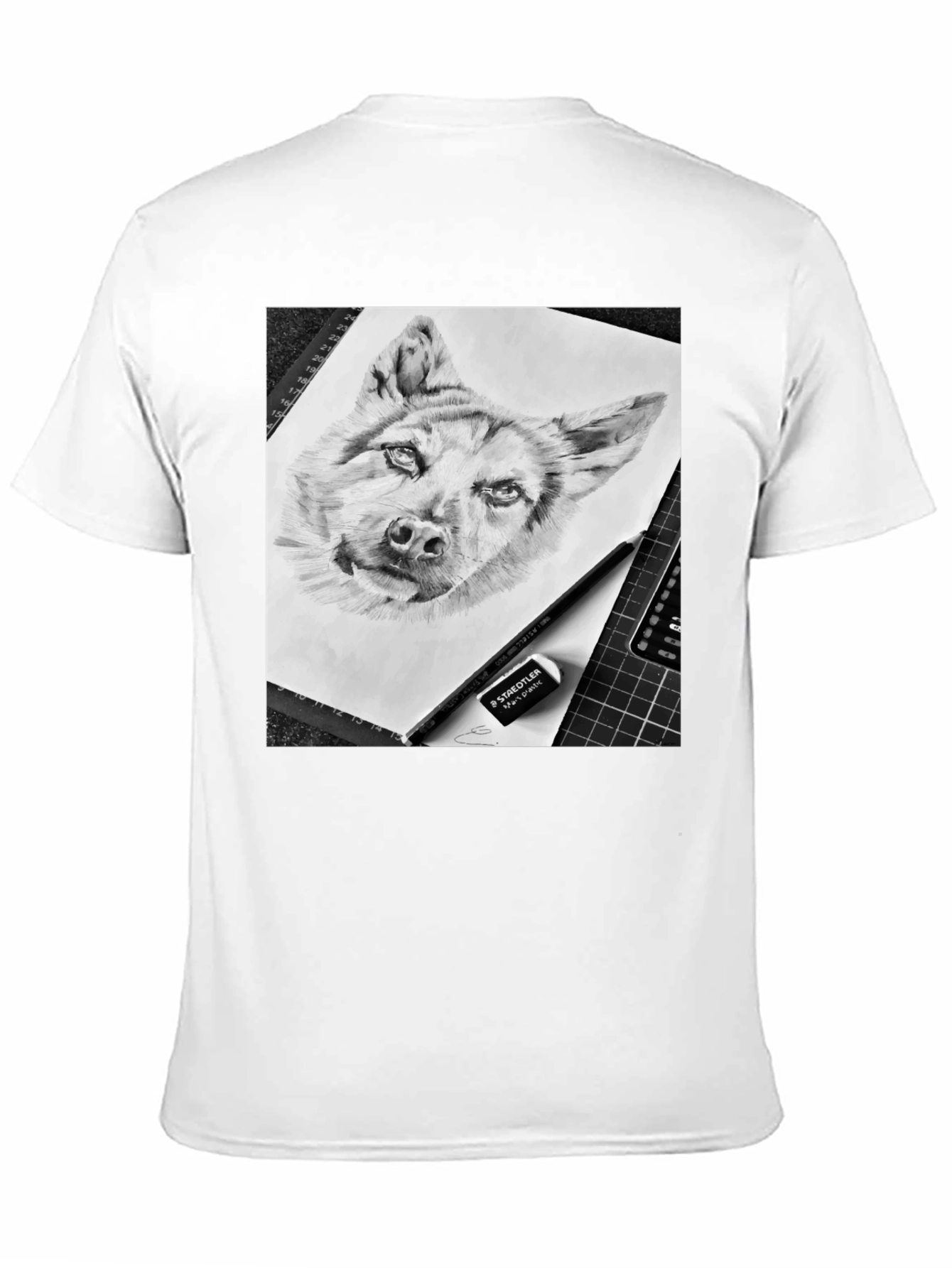 Dog Sketch Graphic Tee - Black Cotton Blend
