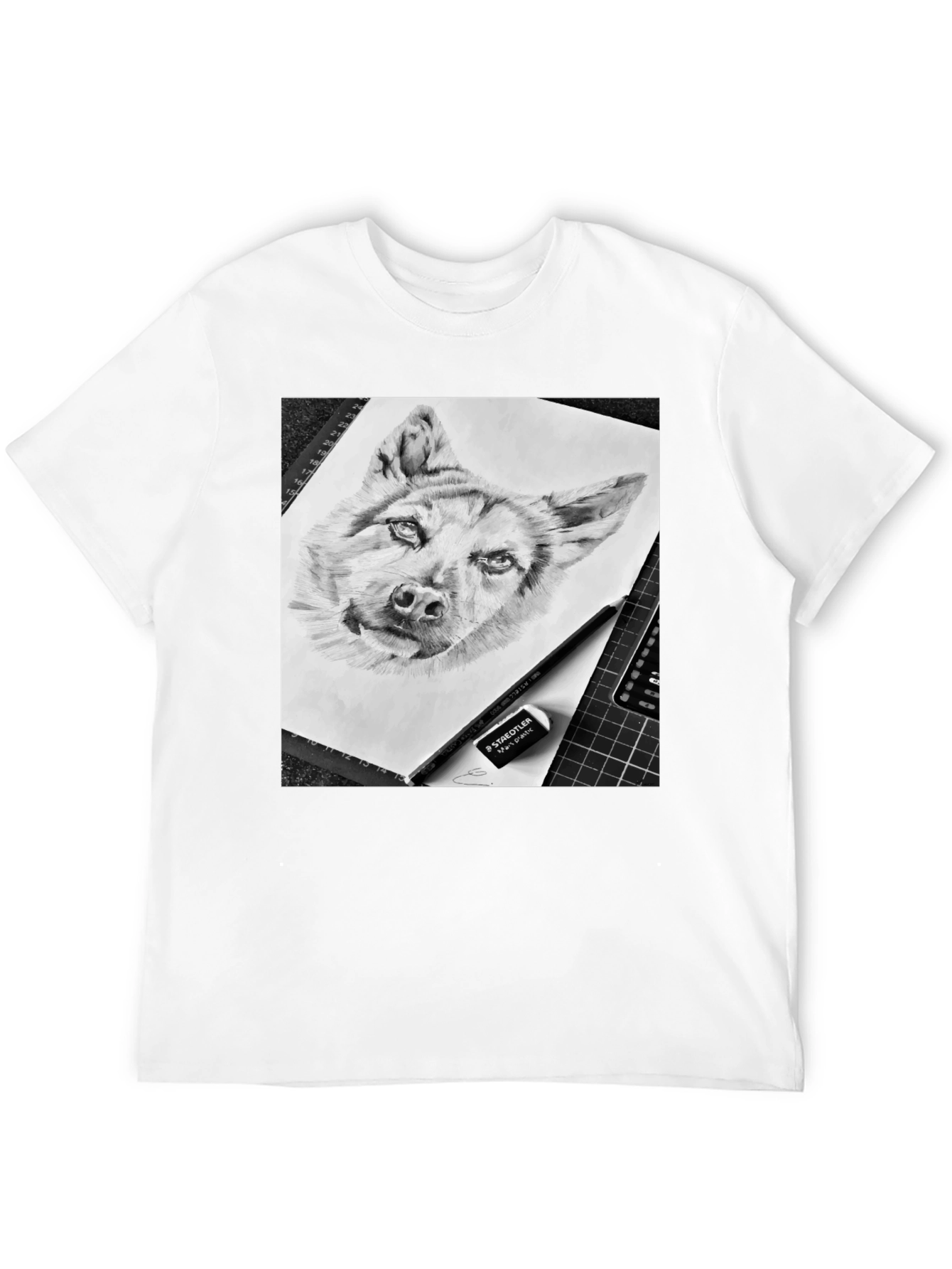 Dog Sketch Graphic Tee - Black Cotton Blend