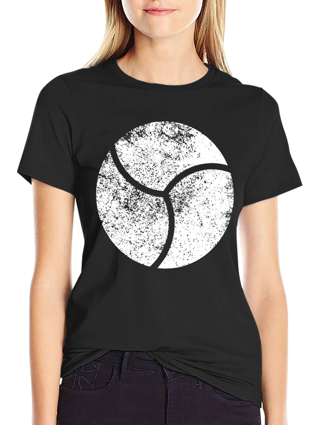 Distressed Circle Graphic Tee - Black