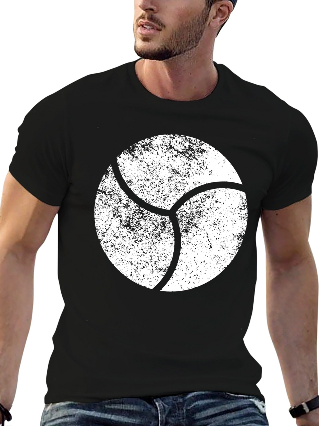 Distressed Circle Graphic Tee - Black