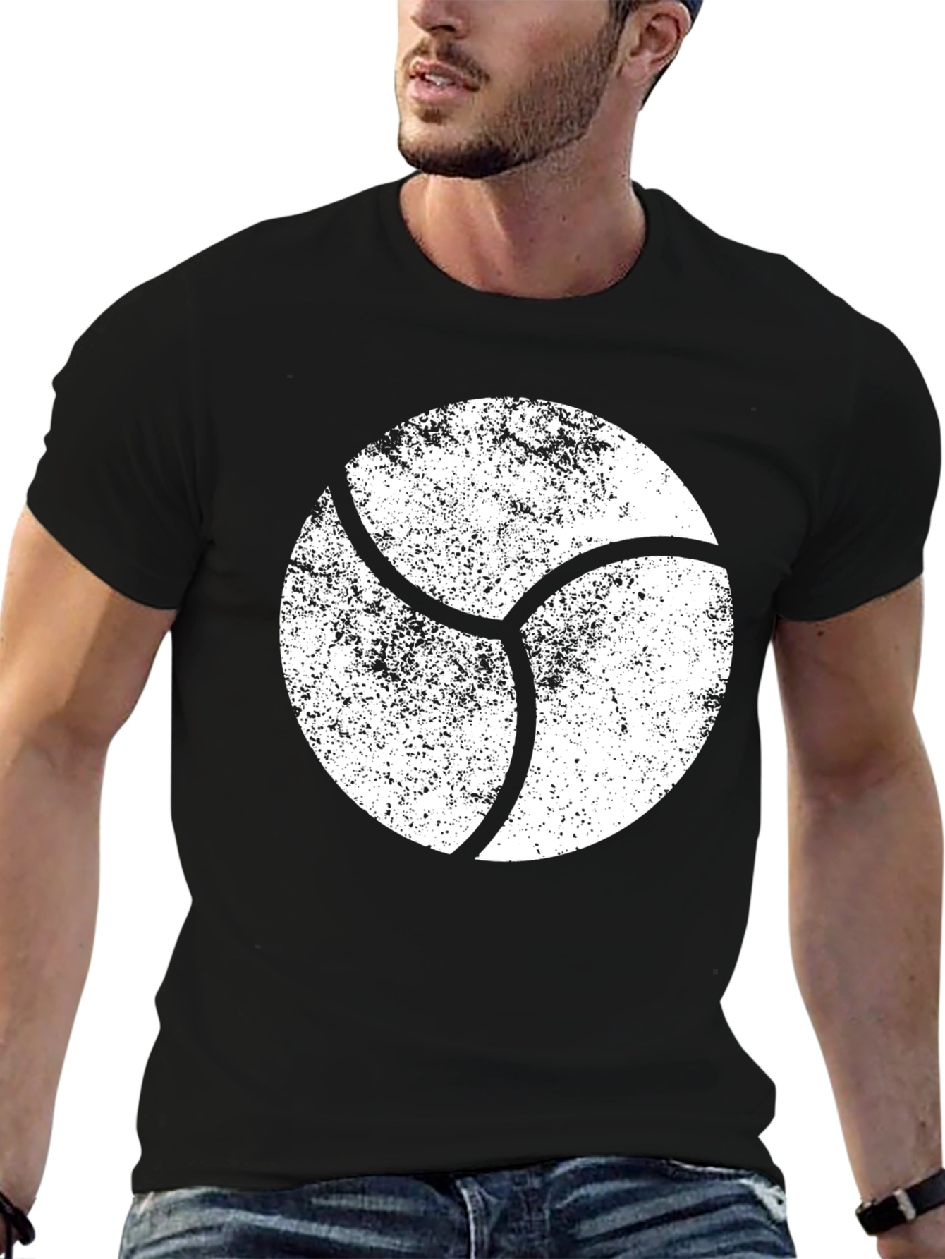 Distressed Circle Graphic Tee - Black