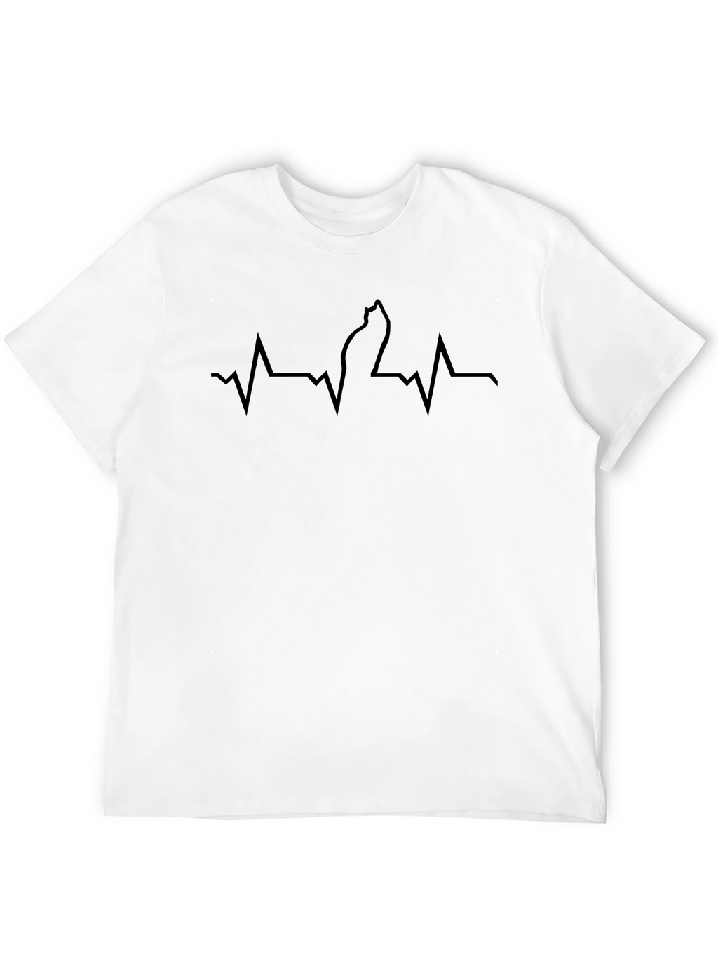 Cat Lovers Heartbeat T-Shirt - Black