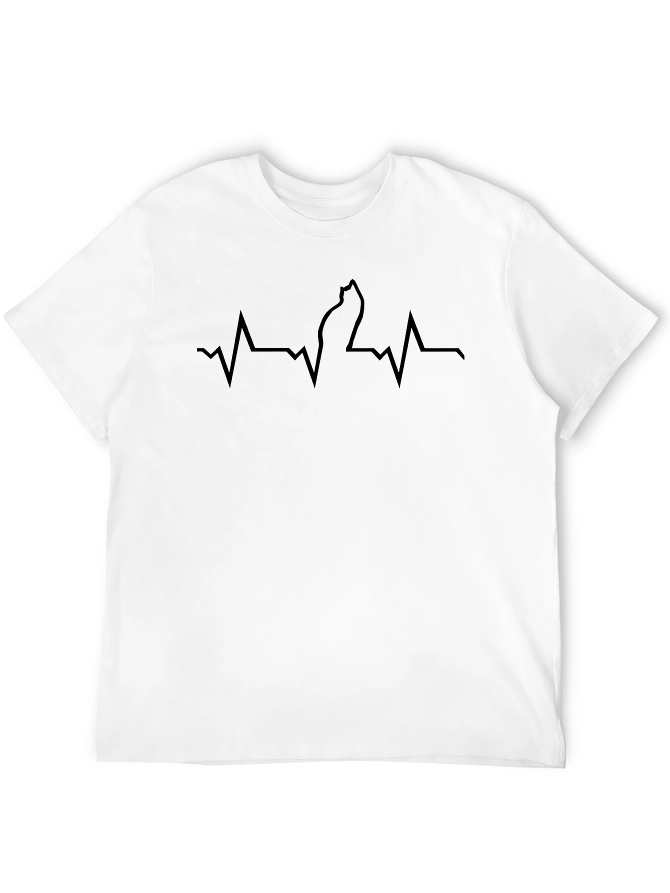 Cat Lovers Heartbeat T-Shirt - Black