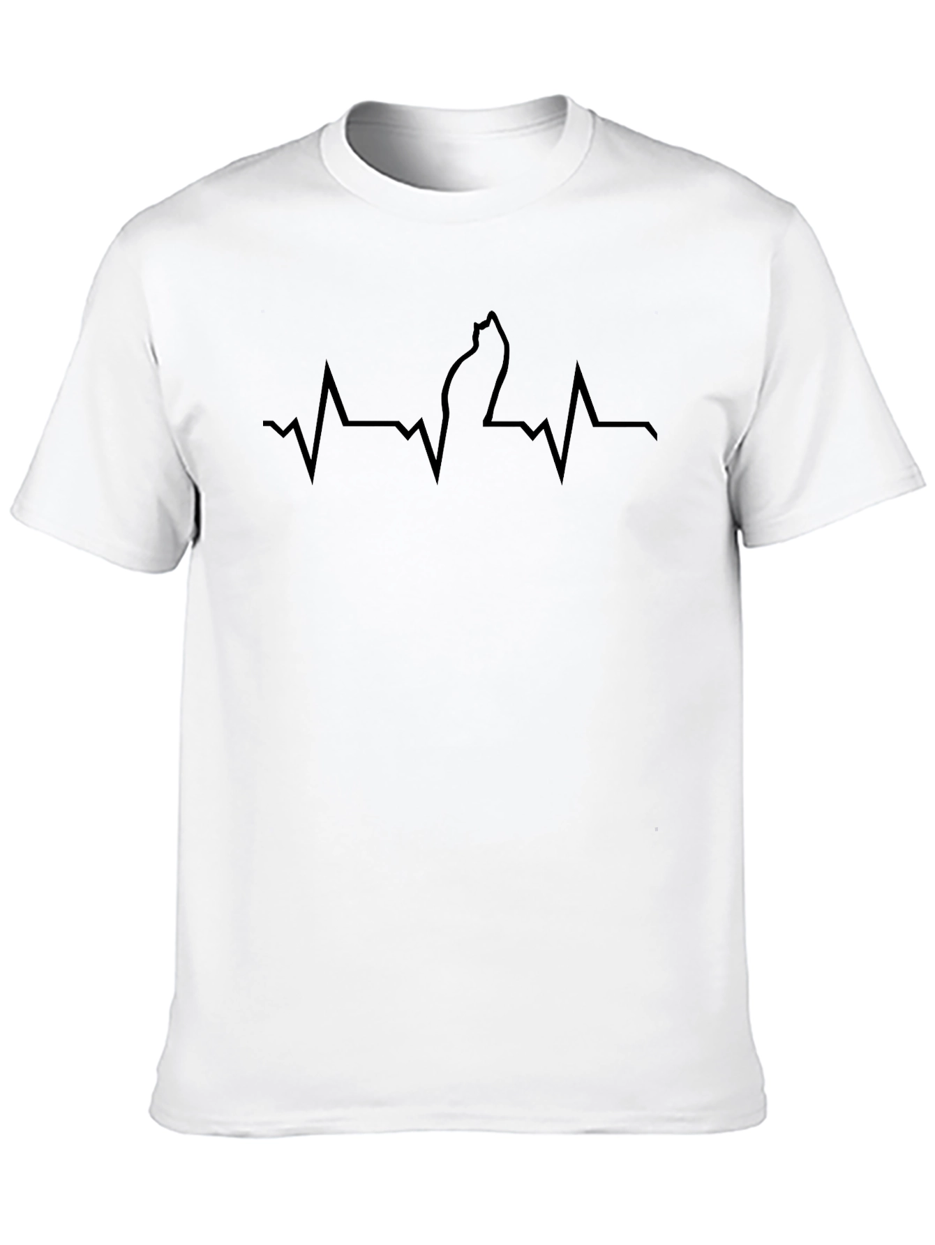 Cat Lovers Heartbeat T-Shirt - Black