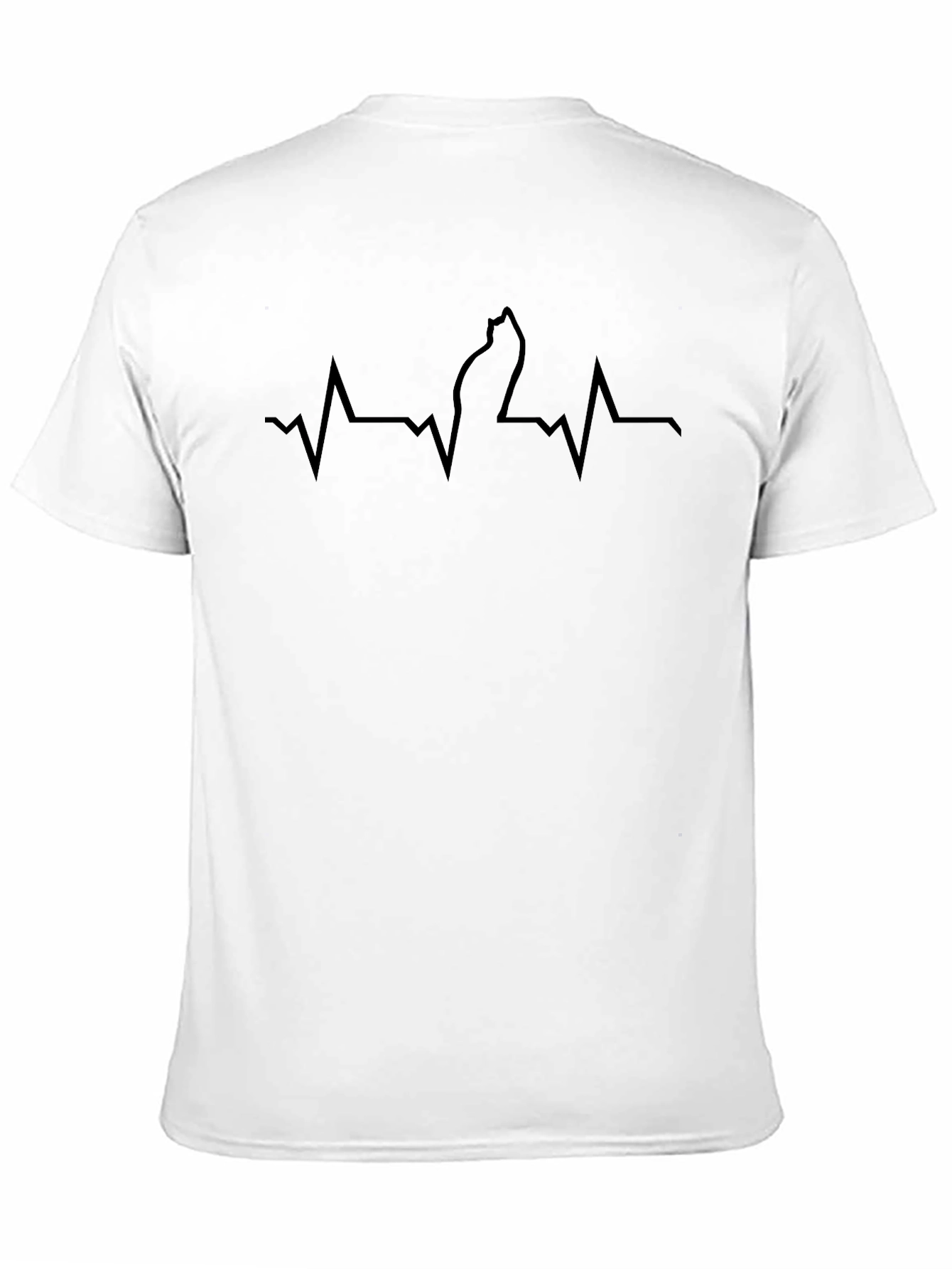 Cat Lovers Heartbeat T-Shirt - Black