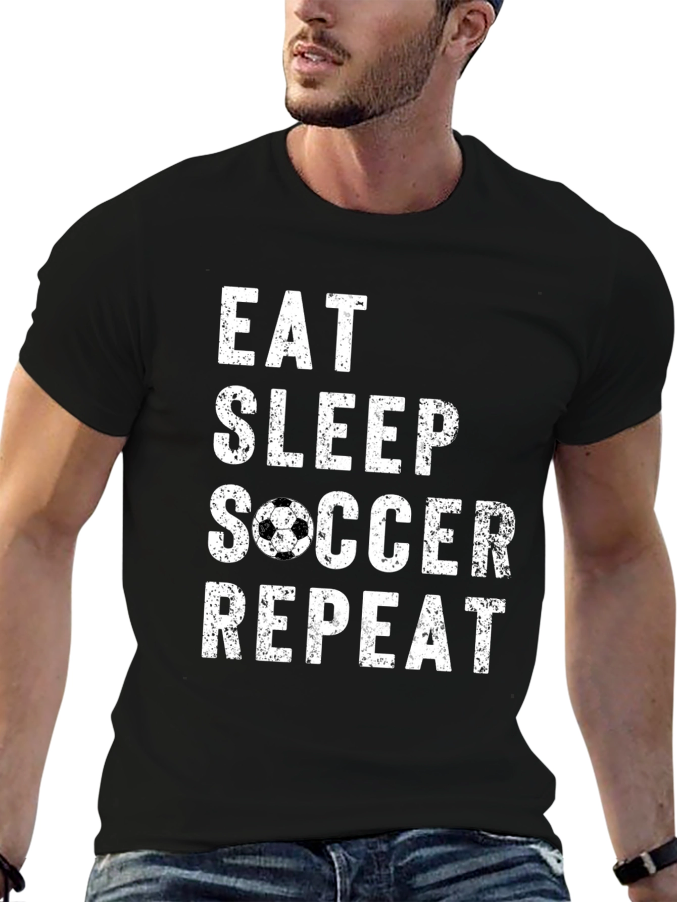 Eat Sleep Soccer Repeat Black T-Shirt