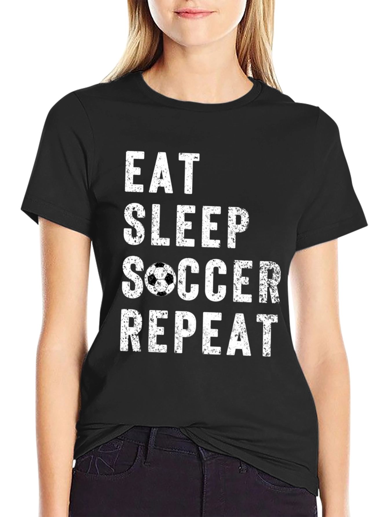 Eat Sleep Soccer Repeat Black T-Shirt