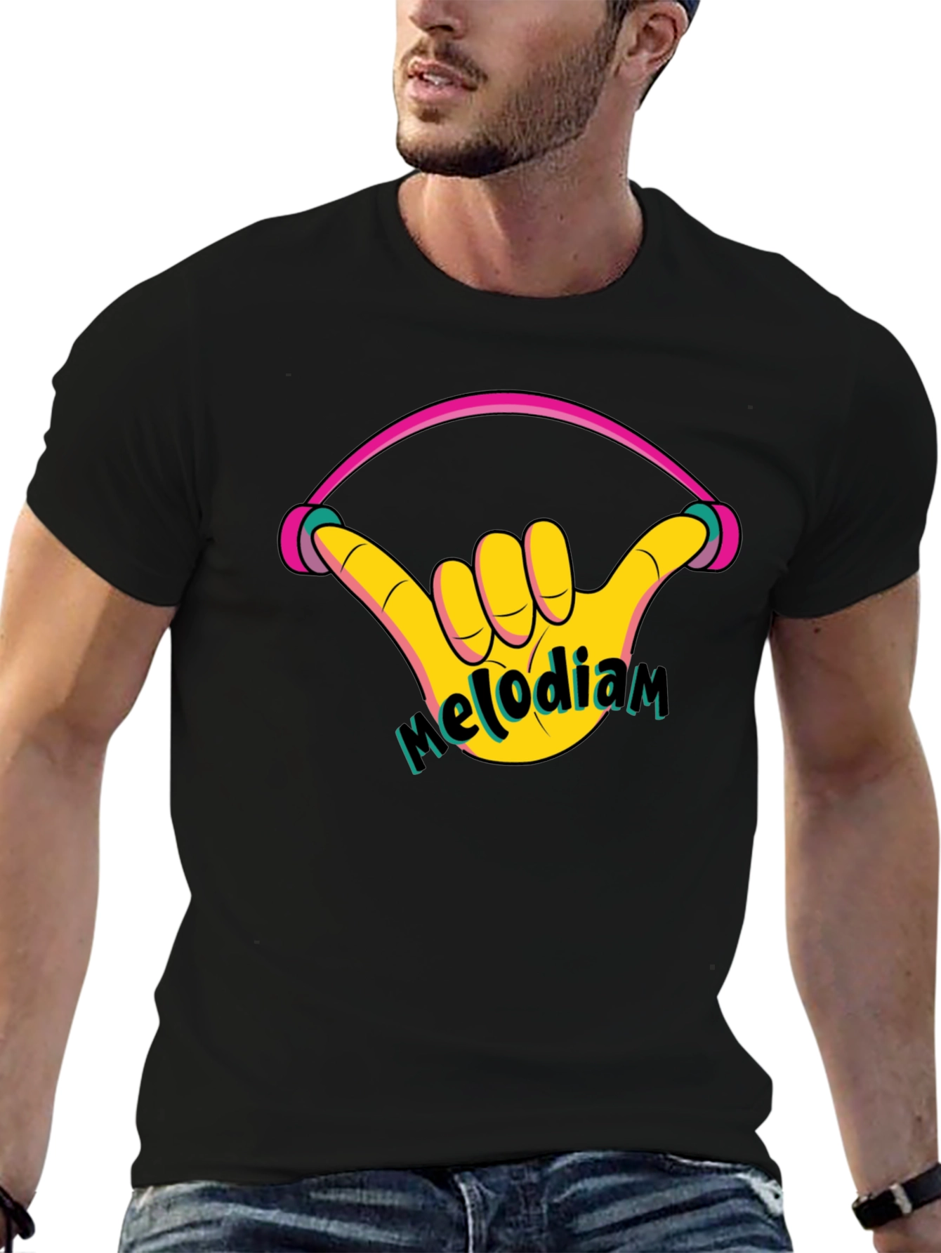 Melodiam Shaka Hand Black Graphic Tee