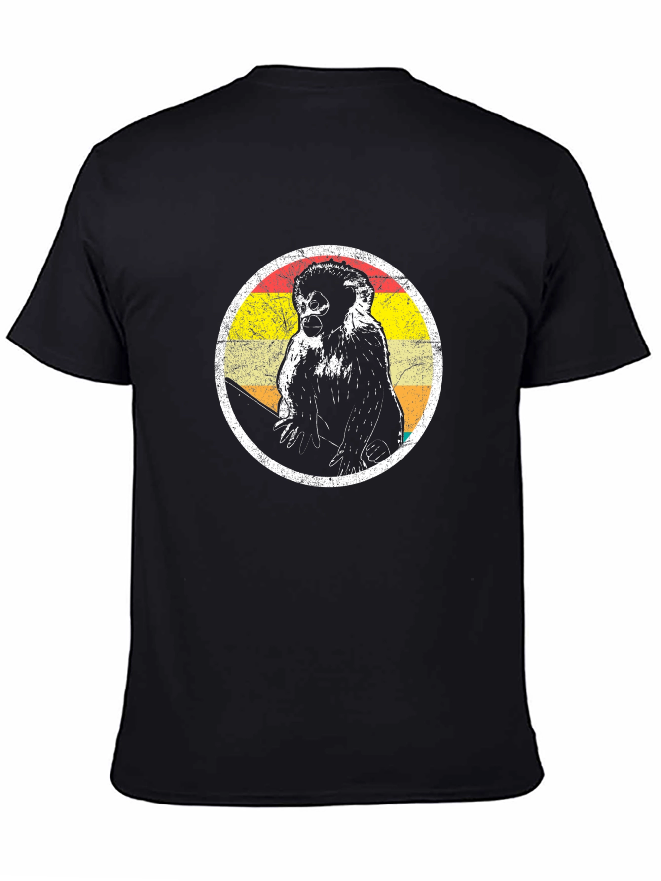 Retro Monkey Graphic Tee - Vintage Style Black T-Shirt